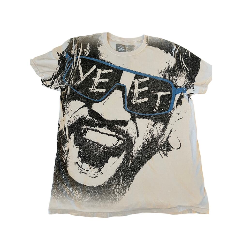 WWE Velveteen Dream Graphic T-Shirt Men’s Lg White Blue Palm Tree Authentic Wear